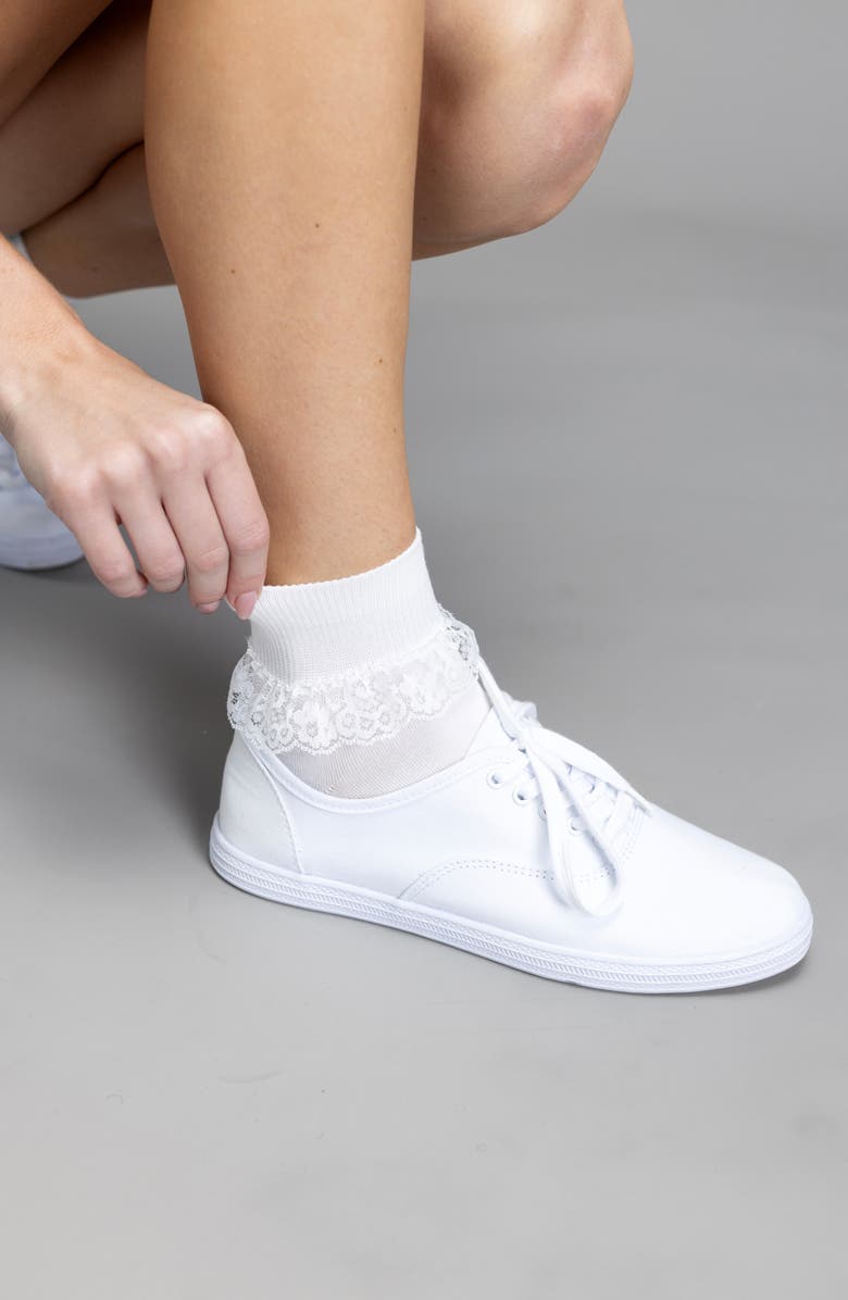 K Bell Socks Assorted 2-Pack Lace Trim Quarter Socks, Alternate, color, Asst