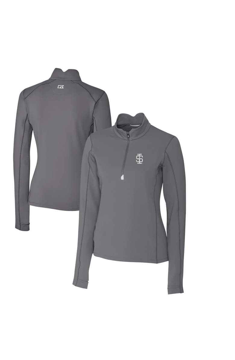 Cutter & Buck Women's Cutter & Buck Steel Southern Illinois Salukis Traverse Stretch Quarter-Zip Pullover Top, Main, color, 