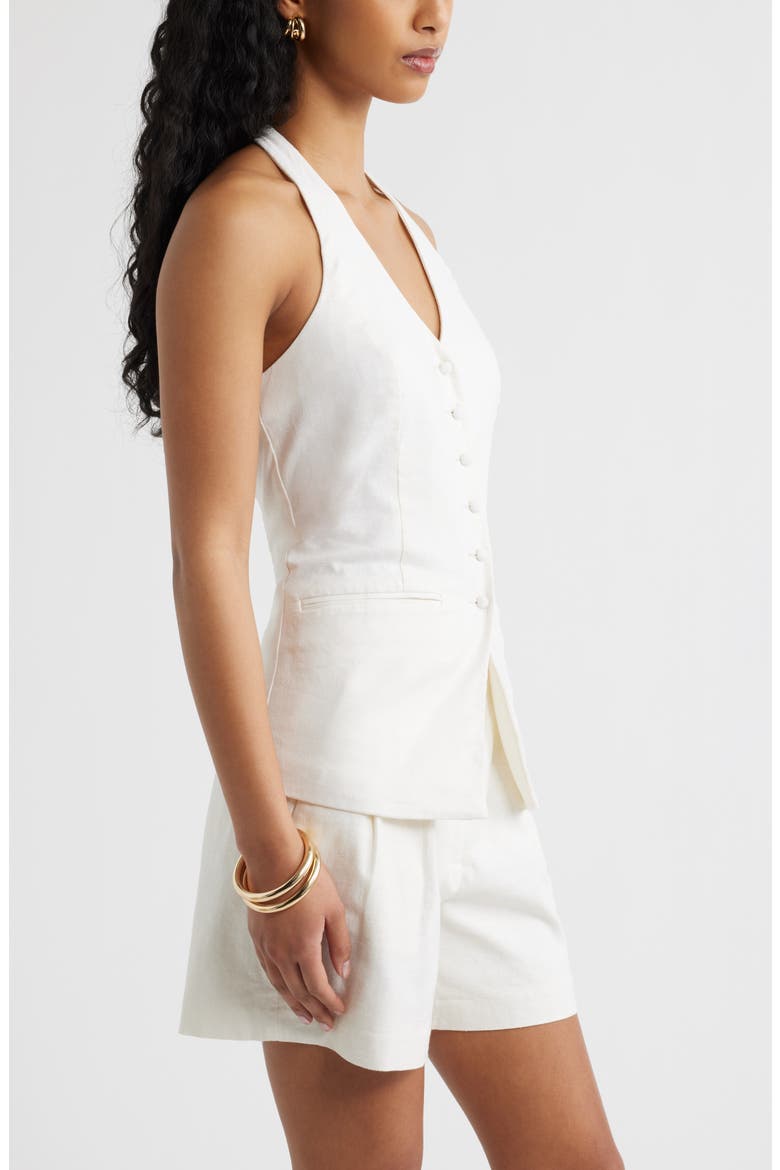 Linen Halter Vest, Alternate, color, WHITE