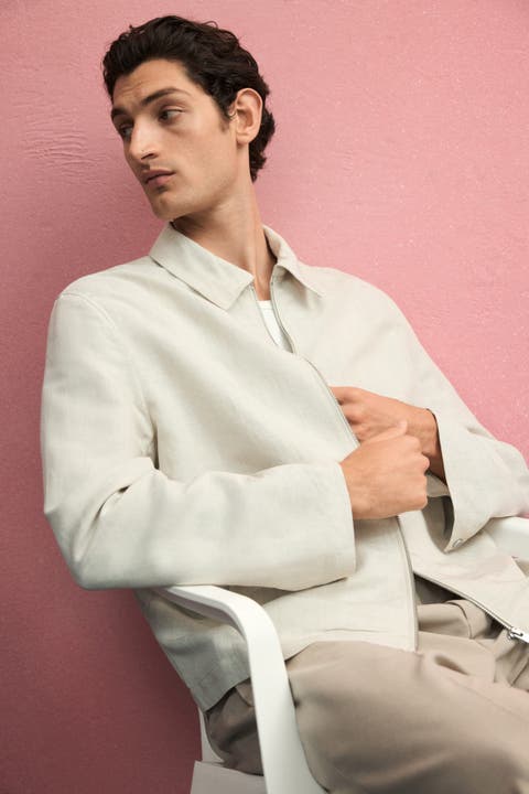 Regular Fit Linen-blend Jacket
