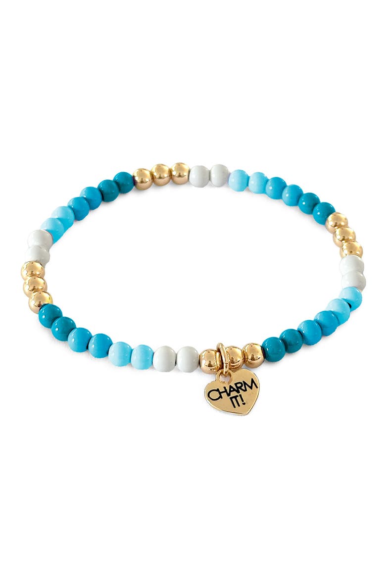 Stretch Beaded Bracelet, Main, color, AQUA