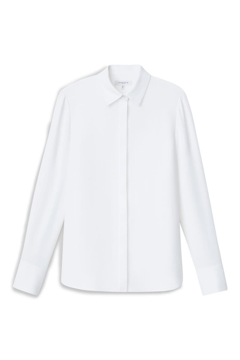 Scottie Silk Button-Up Blouse, Alternate, color, CLOUD