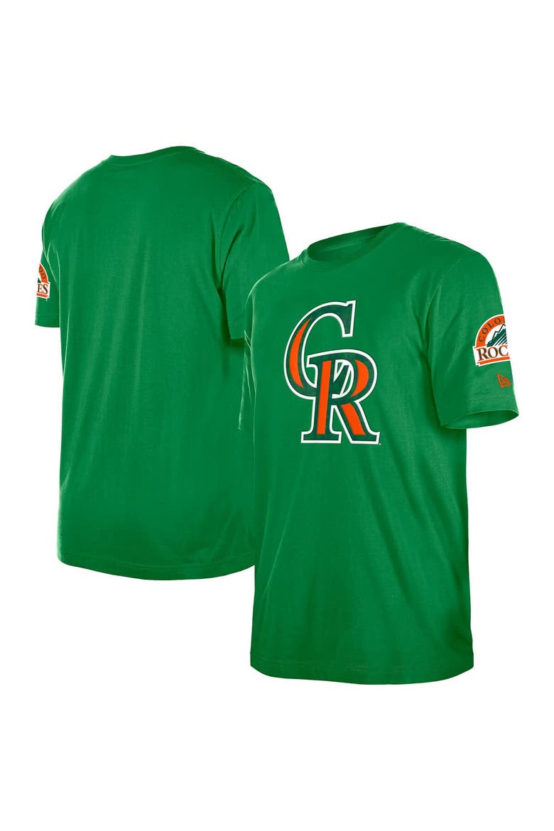 Men's New Era  Kelly Green Colorado Rockies St. Patrick's Day Shamrock Fill T-Shirt, Main, color, Kelly Green