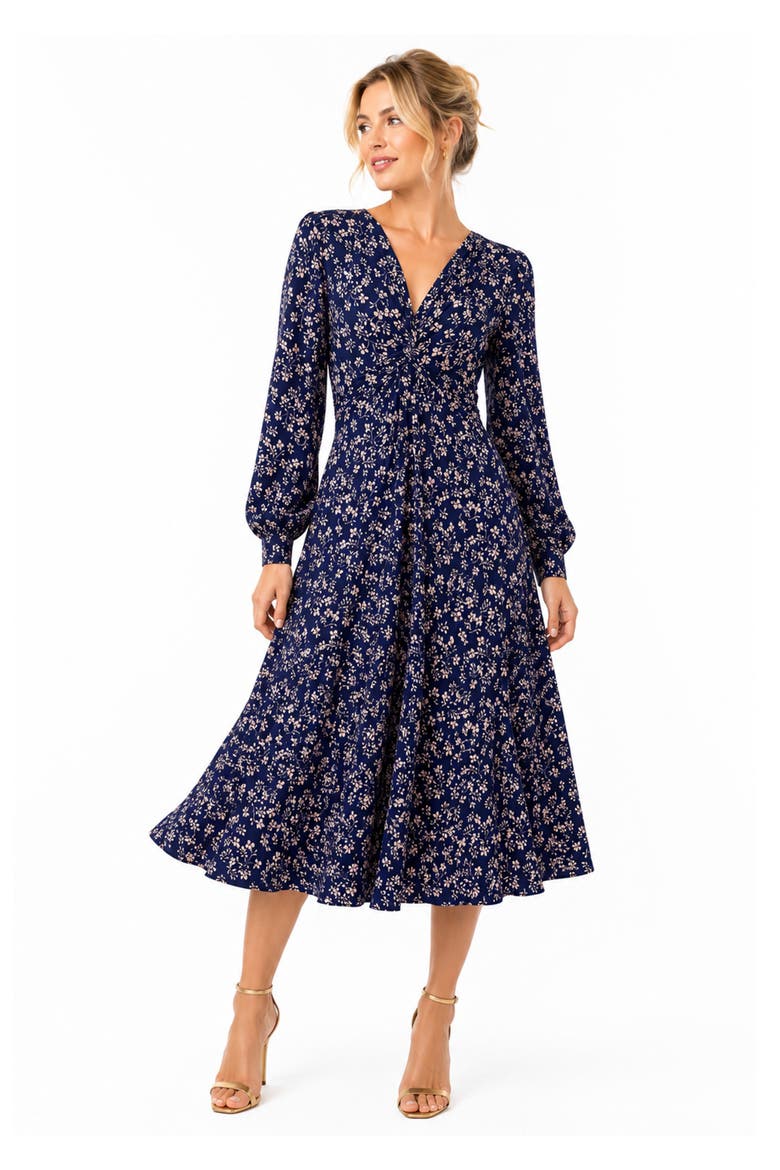 Mollie Knot Midi Dress, Main, color, Midnight Bloom