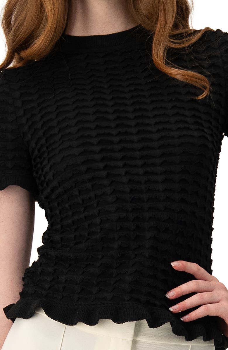 IVONNE Knitted Short Sleeve Blouse, Alternate, color, Black