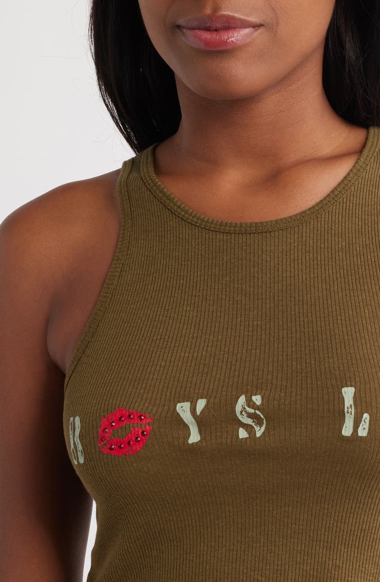 BOYS LIE Cadet Bee Gee Rib Crop Tank, Alternate, color, Brown