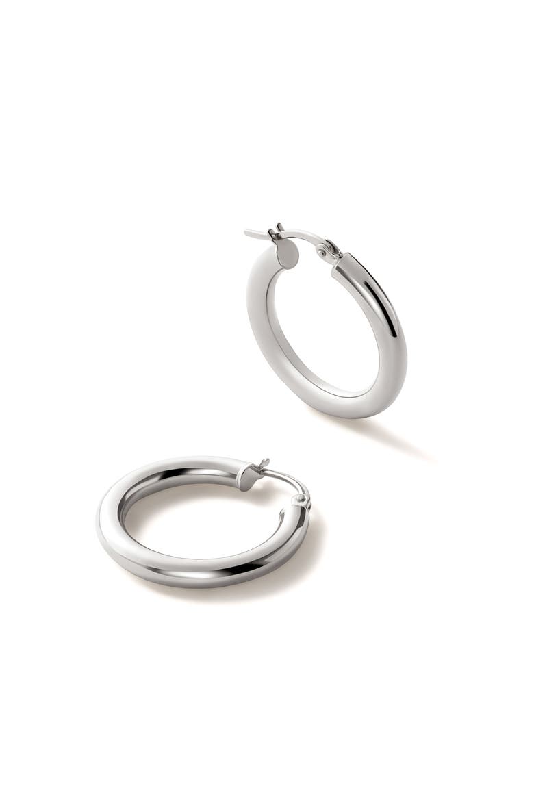 White Gold Hoop Earrings - White Gold Classic Hoops Medium, Main, color, White Gold