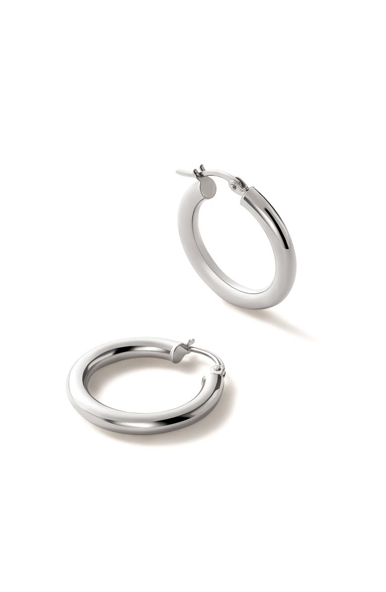Ana Luisa White Gold Hoop Earrings - White Gold Classic Hoops Medium, Main, color, White Gold