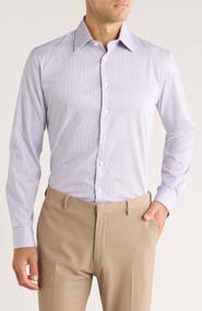 Nordstrom Trim Fit Stripe Premium Non-Iron Cotton Dress Shirt