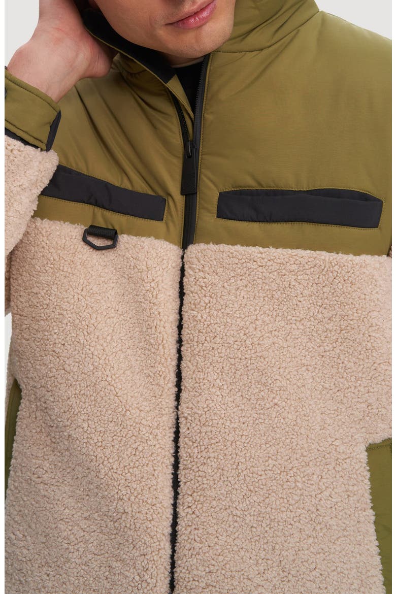Lukaz Faux Shearling Trim Puffer Jacket, Alternate, color, OAT/ MOSS