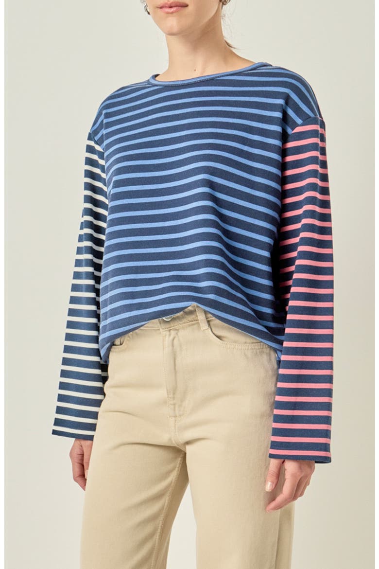 Mixed Stripe Top, Alternate, color, NAVY MULTI