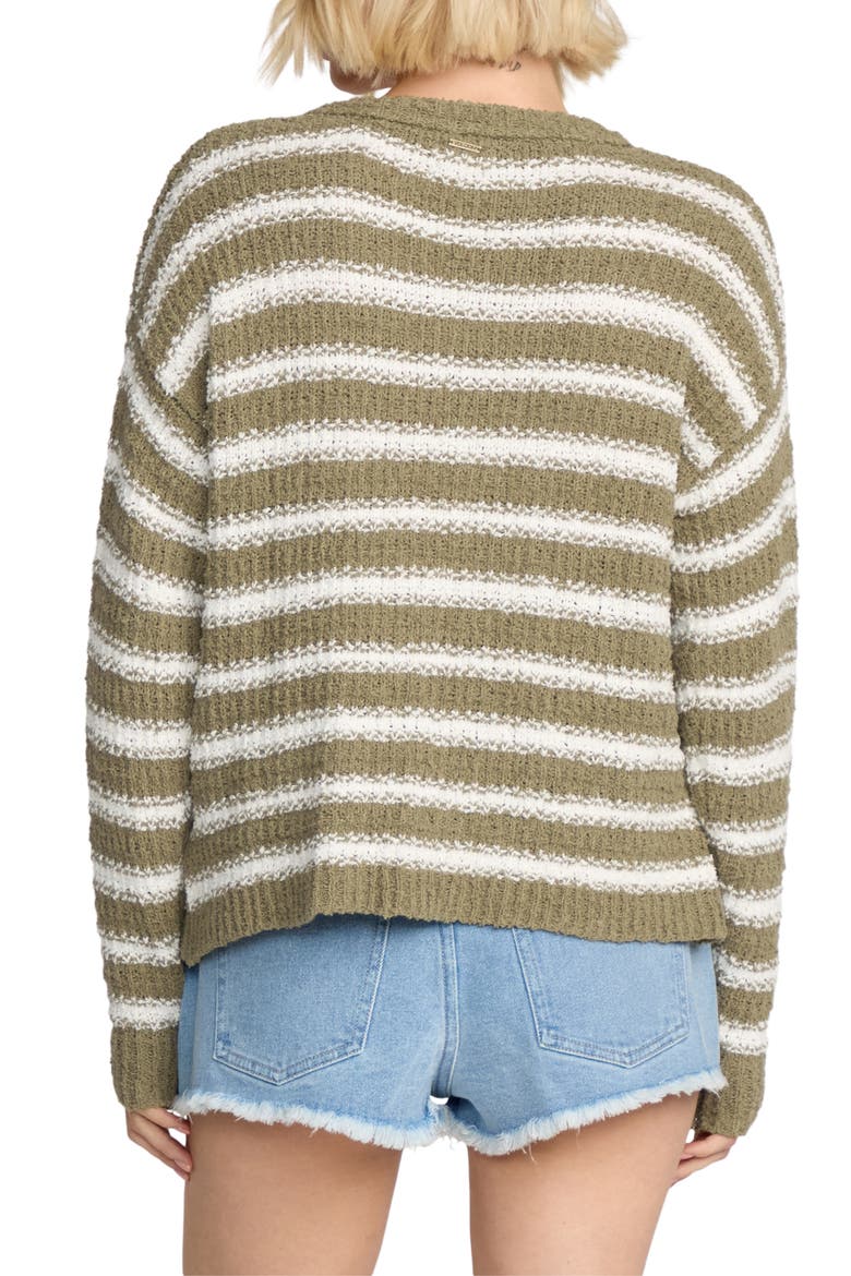 Stripe V-Neck Sweater, Alternate, color, LIGHT ARMY