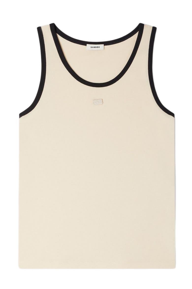 Cotton vest top with patch, Alternate, color, Sand