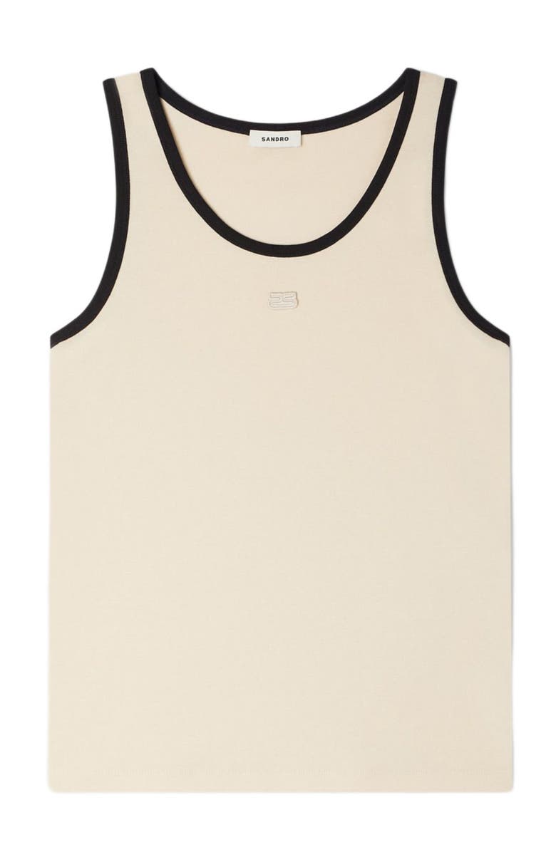 SANDRO Cotton vest top with patch, Alternate, color, Sand