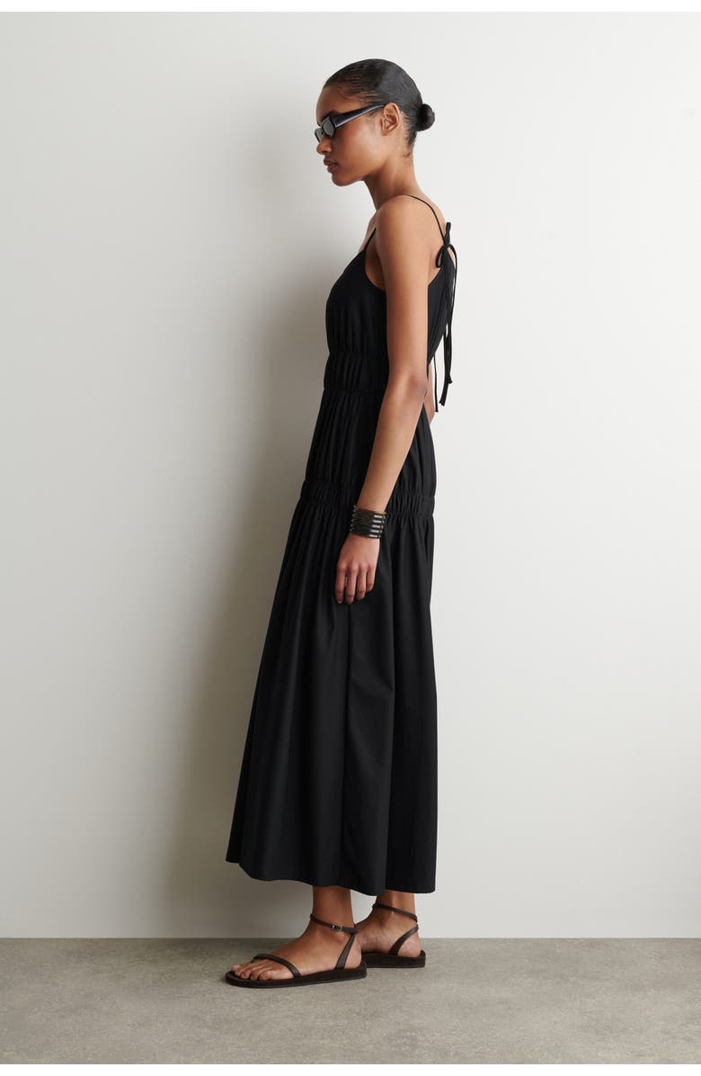 COS Gathered Jersey Midi Dress, Alternate, color, Black