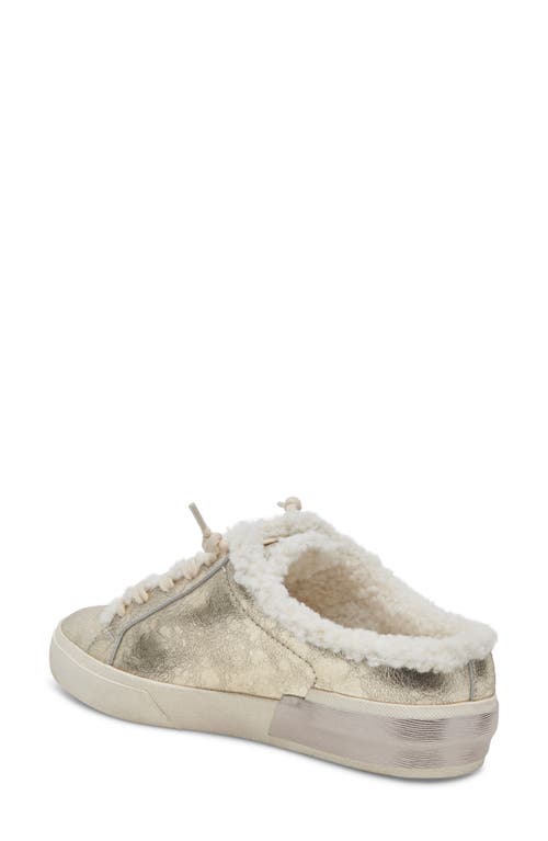 Dolce Vita Zantel Faux Shearling Lined Slip-on Sneaker In Platinum Distressed Leather