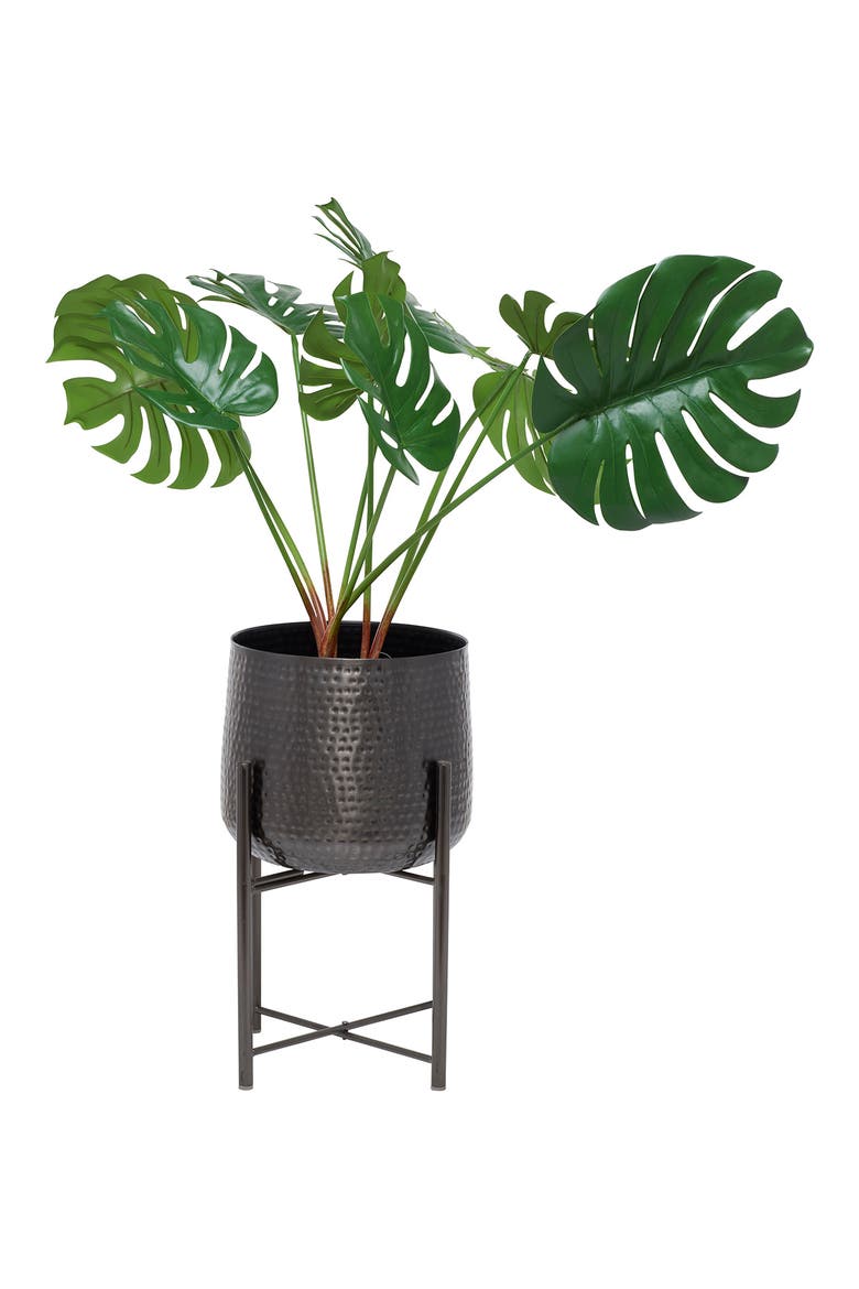 Black Metal Modern Planter with Removable Stand - Set of 2, Alternate, color, BLACK