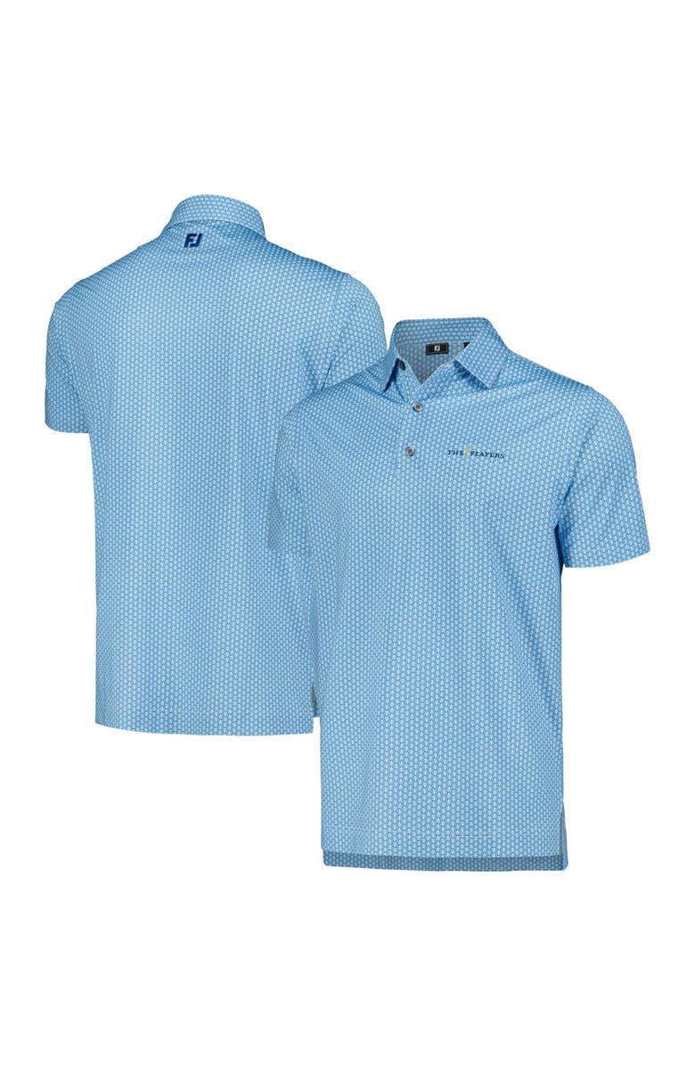 FOOTJOY Men's FootJoy Light Blue THE PLAYERS Scallop Shell Foulard Lisle ProDry Polo, Main, color, Light Blue