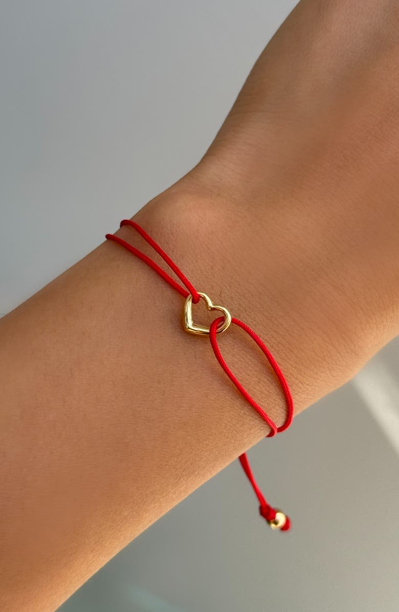 Zoe Lev Open Heart Fortune Bracelet, Alternate, color, Red