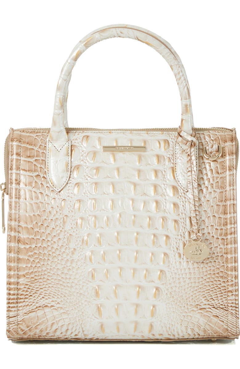 Brahmin Small Caroline Croc Embossed Leather Satchel, Main, color, Contour