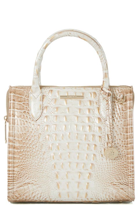 Small Caroline Croc Embossed Leather Satchel