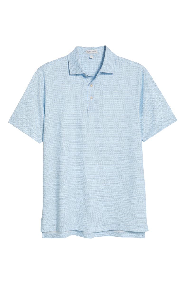 Peter Millar Vega Geometric Print Performance Jersey Polo, Alternate, color, White