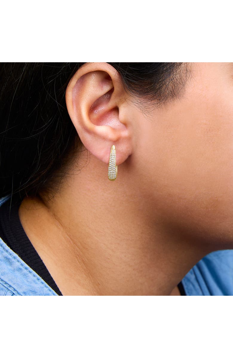 Haus of Brilliance 14K Yellow Gold Plated Silver 3/8 Cttw Pave Set Diamond Hoop Earrings, Alternate, color, Yellow