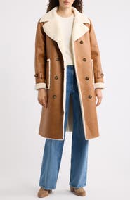Bernardo Faux Shearling Long Coat