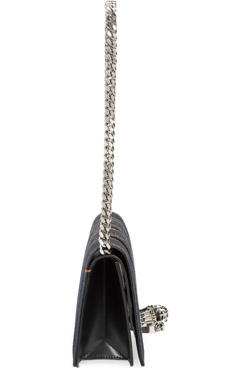 McQueen Slash Cutout Knuckle Denim Crossbody Bag, Alternate, color,