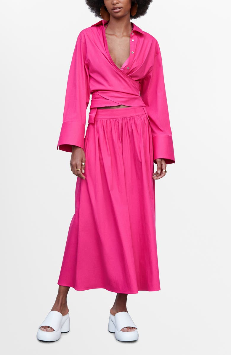 MANGO Tie Back Wrap Shirt, Alternate, color, 