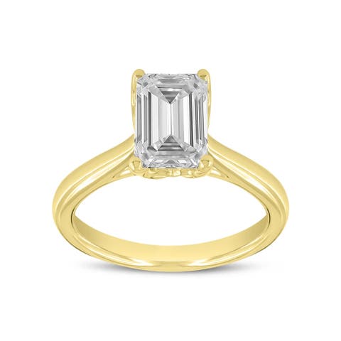 Rahina 14K Yellow Gold Emerald Lab Grown Diamond Solitaire Engagement Ring - 1.5 Ct