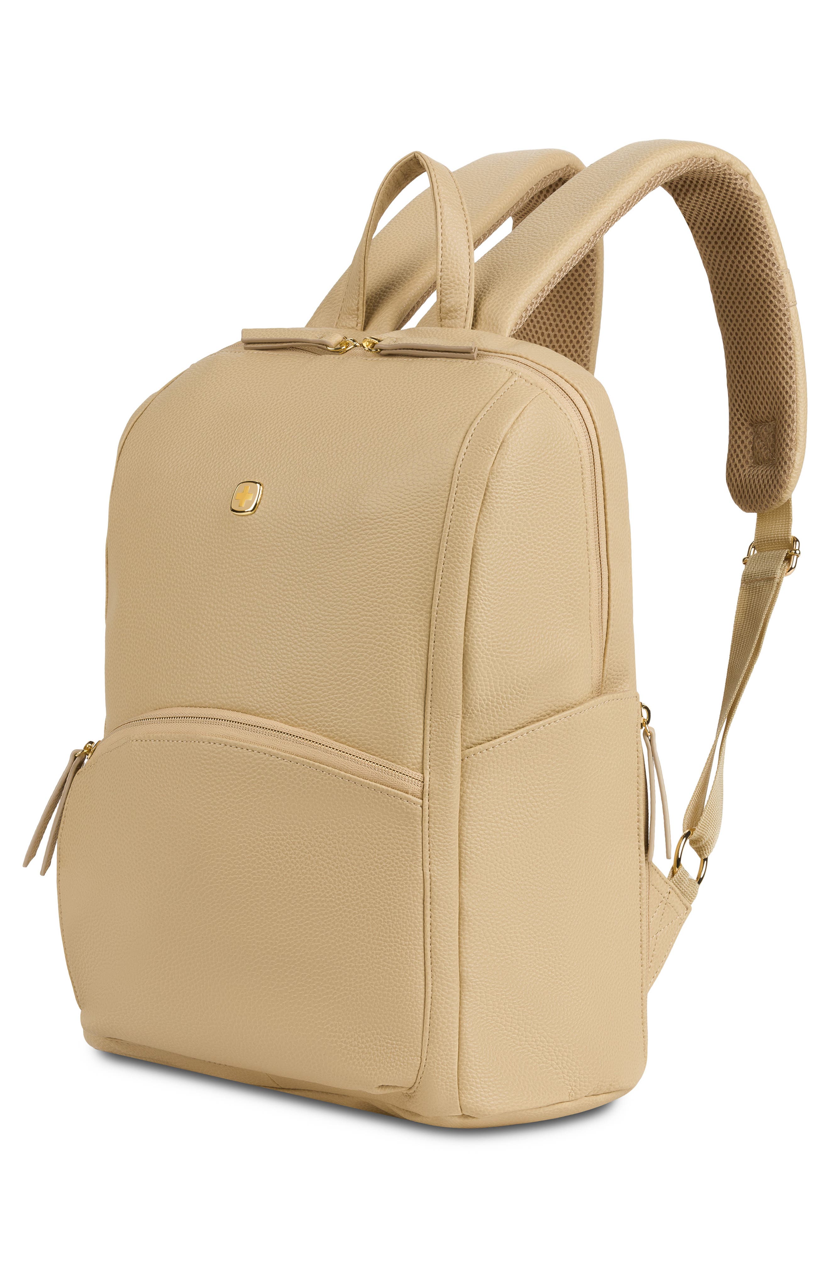 SWISSGEAR 9901 Faux Leather Laptop Backpack, Alternate, color, Cream