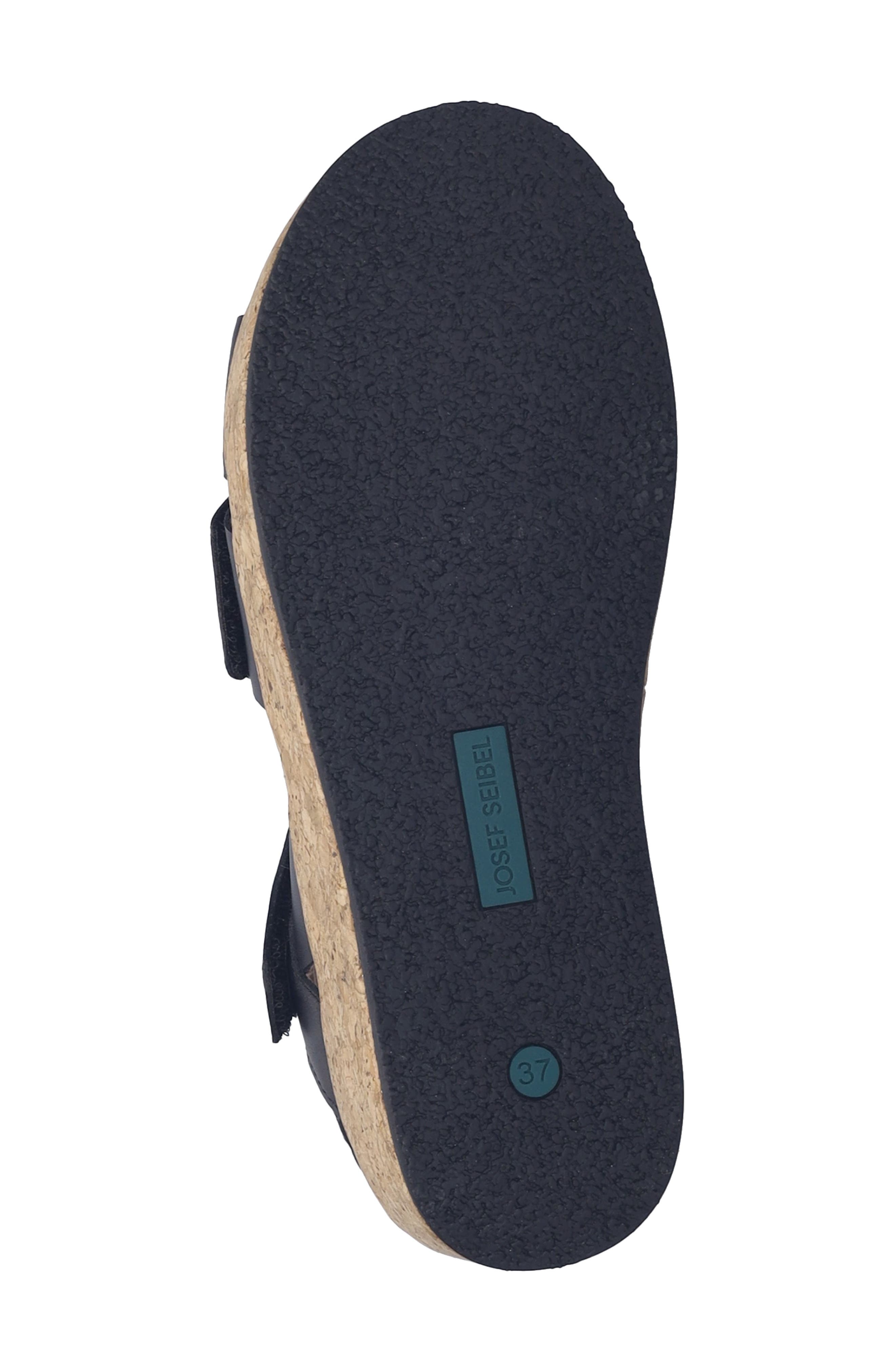 Josef Seibel Evita 03 Slingback Platform Wedge Sandal, Alternate, color, Black Leather