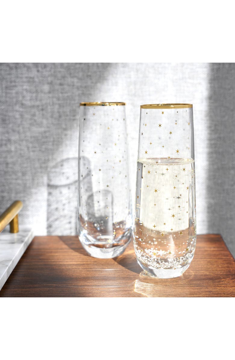 TWINE Starlight Stemless Champagne Flutes Set of 2, Alternate, color, Gold