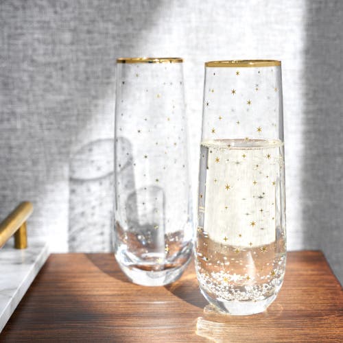 Twine Starlight Stemless Champagne Flute Set In Gold
