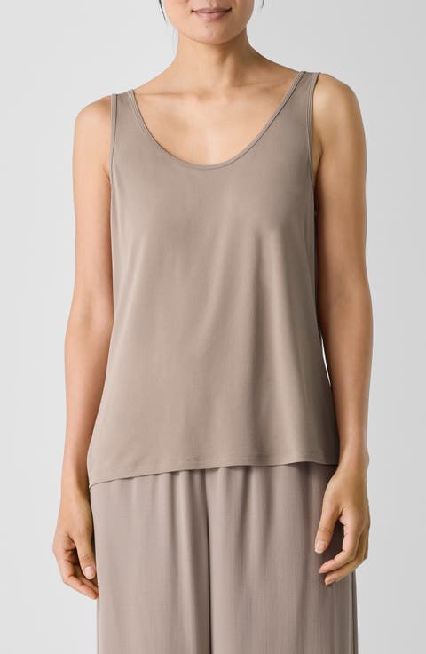 Slim Fit Scoop Neck Silk Tank