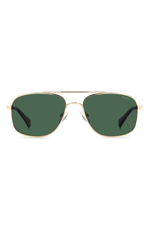 56mm Polarized Rectangular Sunglasses