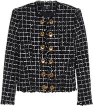 Balmain Square Tweed Crop Spencer Jacket