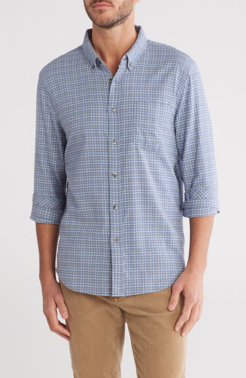 Reid Check Stretch Cotton Button-Up Shirt