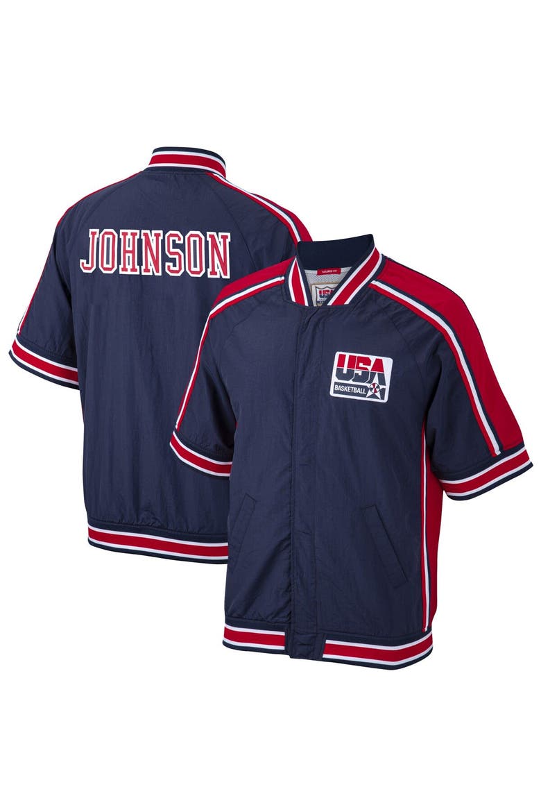 Men's Mitchell & Ness Magic Johnson Navy USA Basketball 1992 Dream Team Authentic Warm-Up Jacket, Main, color, Navy