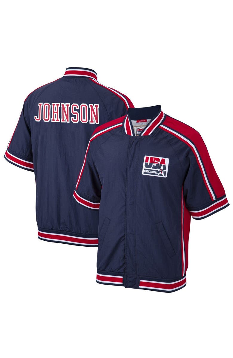 Mitchell & Ness Men's Mitchell & Ness Magic Johnson Navy USA Basketball 1992 Dream Team Authentic Warm-Up Jacket, Main, color, 