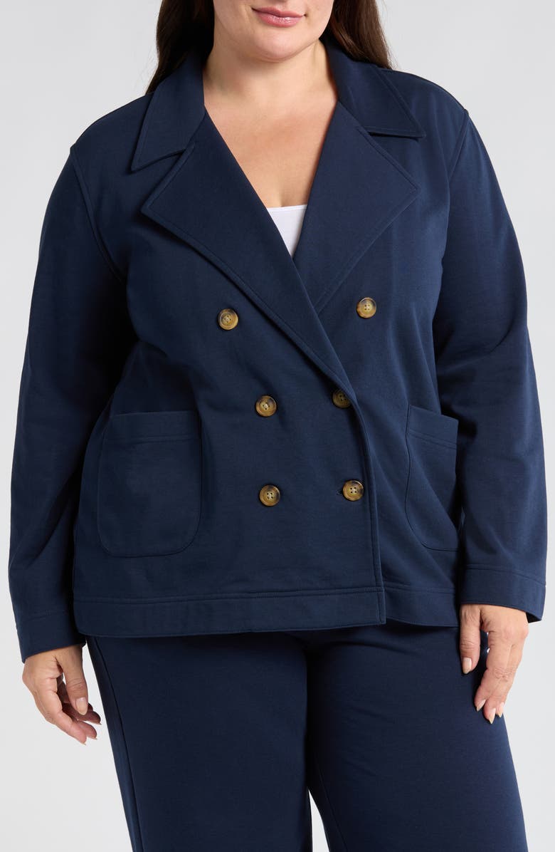 Caslon<sup>®</sup> Double Breasted Knit Blazer, Alternate, color, Navy Blazer