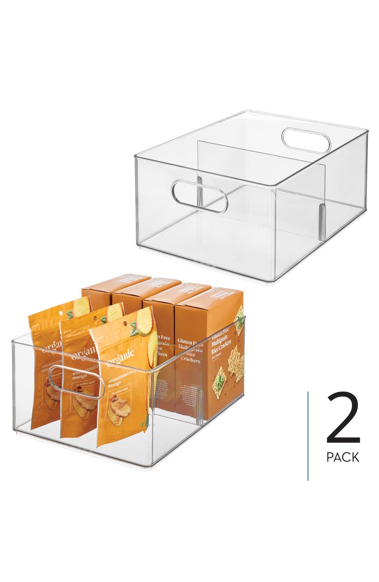 iDesign Divided All-Purpose Bin for Kitchen and Pantry Storage - Set of 2, Alternate, color, Clear