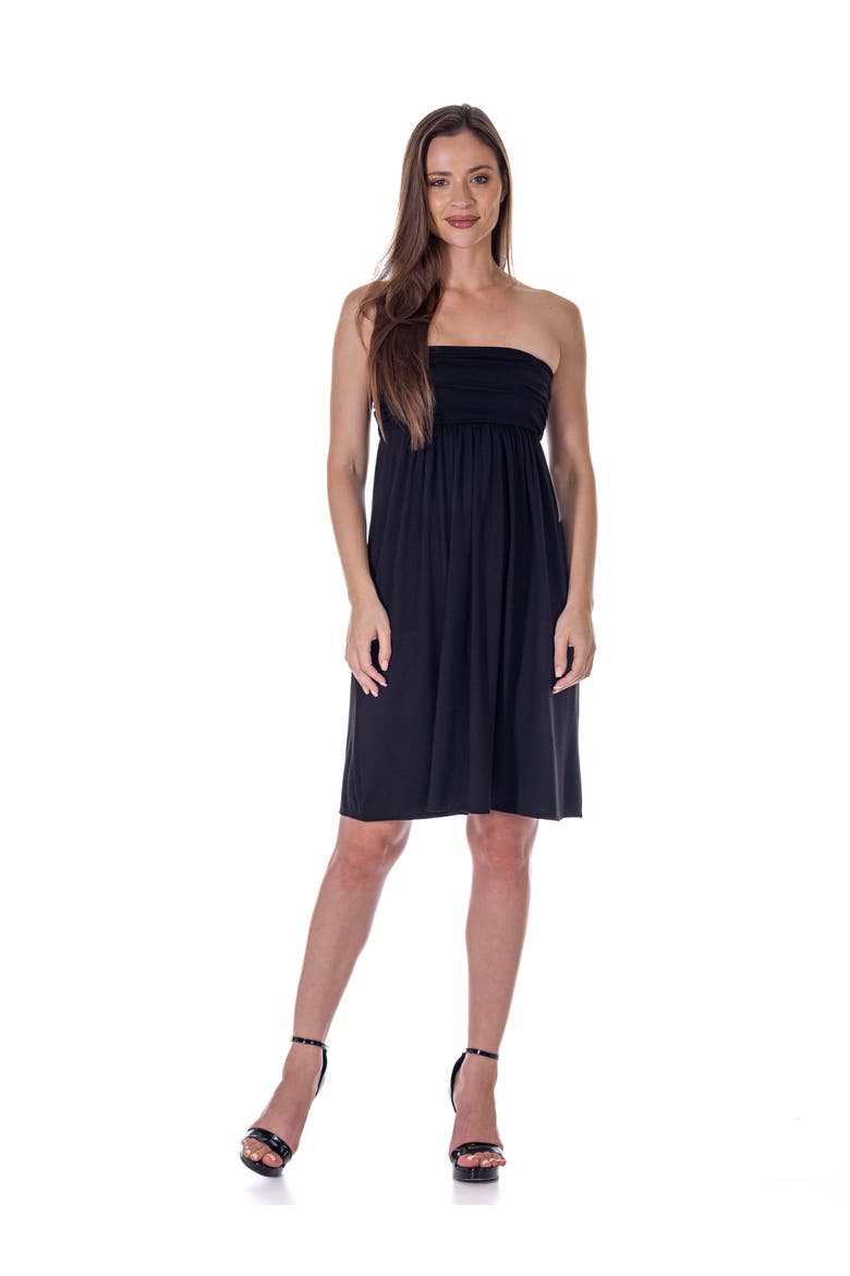 Strapless Empire Waist Mini Dress, Main, color, Black