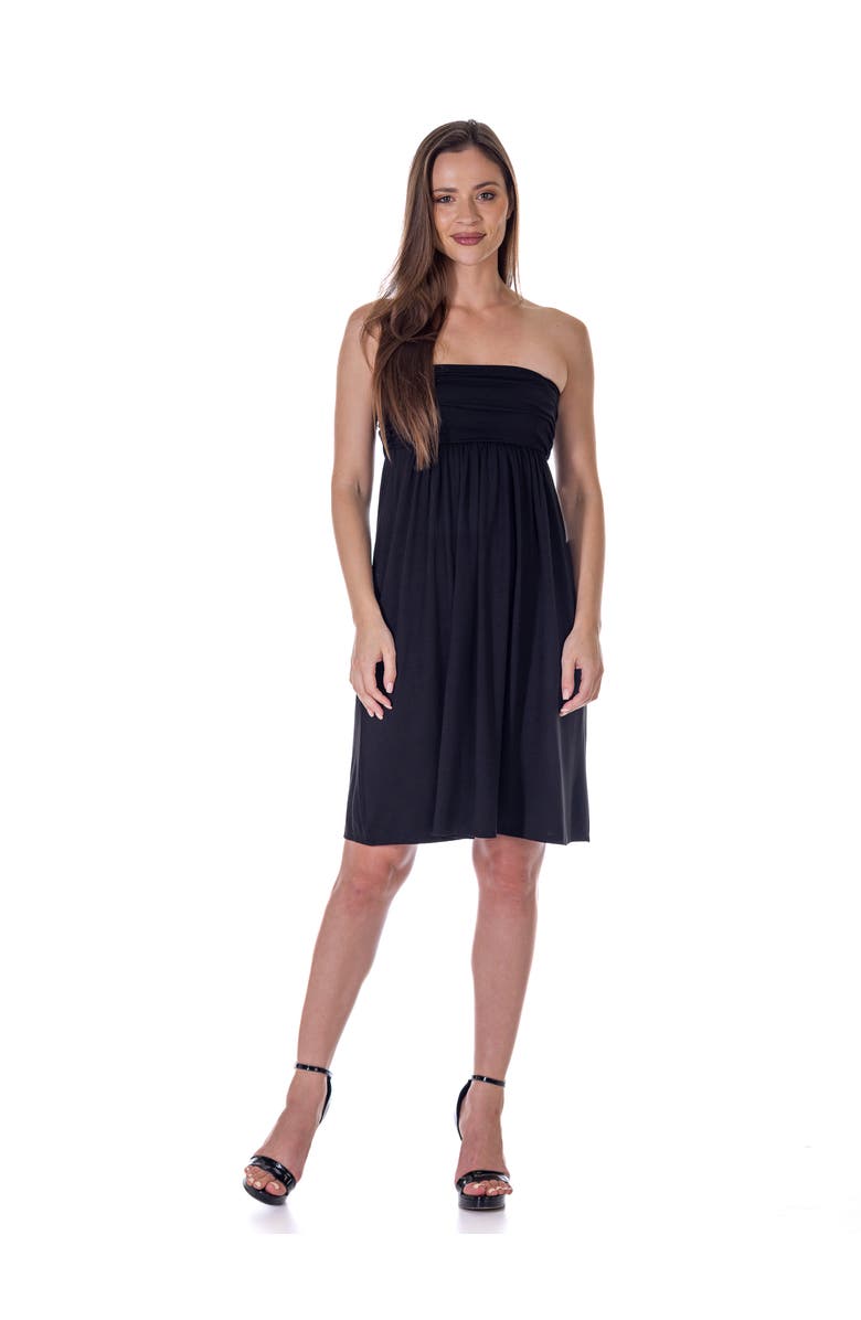 24seven Comfort Apparel Strapless Empire Waist Mini Dress, Main, color, Black