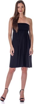 24seven Comfort Apparel Strapless Empire Waist Mini Dress