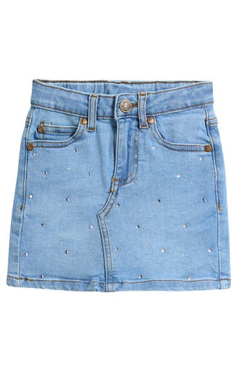 The New Kids' Oda Crystal Embellished Denim Skirt In Multi