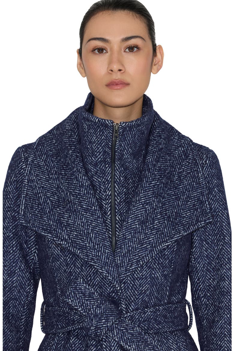Ilana Wool Blend Belted Coat with Zip Bib, Alternate, color, NIGHT BLUE