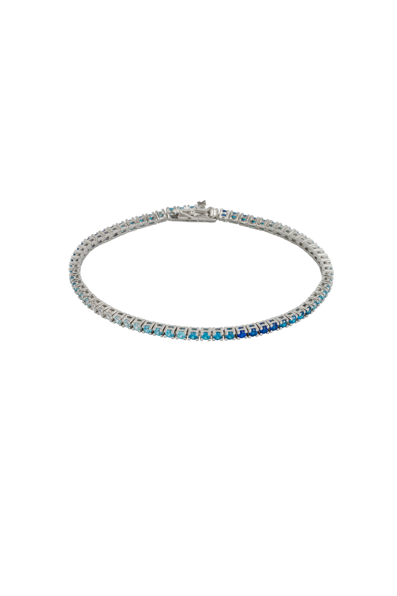 Sterling Silver Blue Gradient Fine Tennis Bracelet, Main, color, Silver