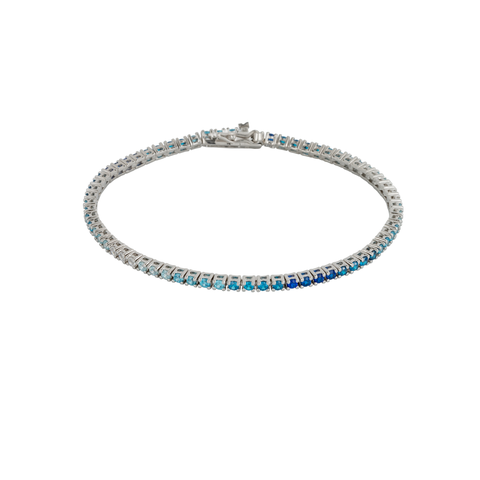 Sterling Silver Blue Gradient Fine Tennis Bracelet